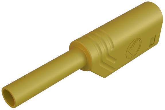 Goldener elektrischer Steckverbinder, zylinderförmig mit geriffeltem Griff und hervorstehendem Anschlussstück.