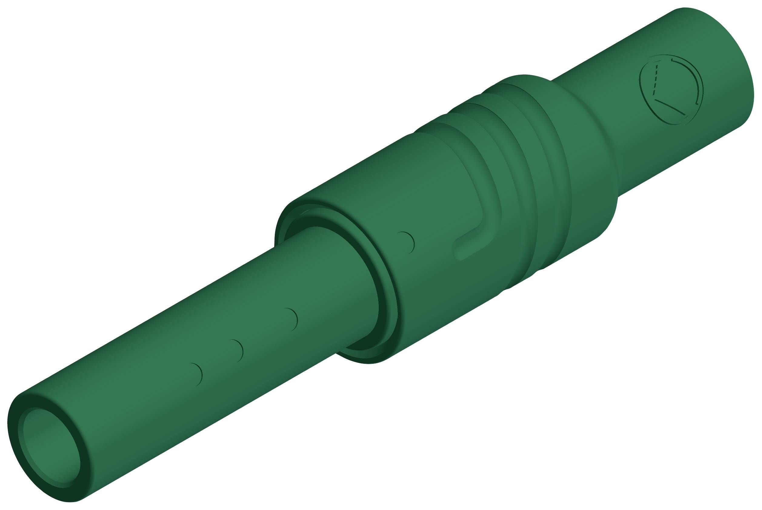 Grüner Plastikdübel mit gerippter Struktur, geeignet für Holzkonstruktionen und Metalle.