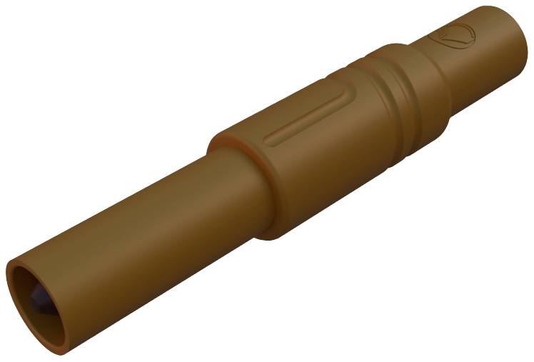 Ein brauner Adapter in zylindrischer Form, vermutlich aus Kunststoff, mit einem erhöhten Griffteil in der Mitte für besseren Halt.
