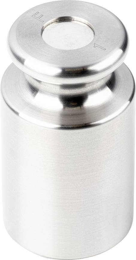 Metallgewicht von 1 kg mit ringförmigem Griff oben, zur genauen Kalibrierung und Gewichtsmessung verwendet.