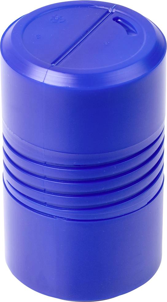 Blauer, zylindrischer Stiftanspitzer mit geriffelter Mitte zur besseren Handhabung. Ideal für Bleistifte.