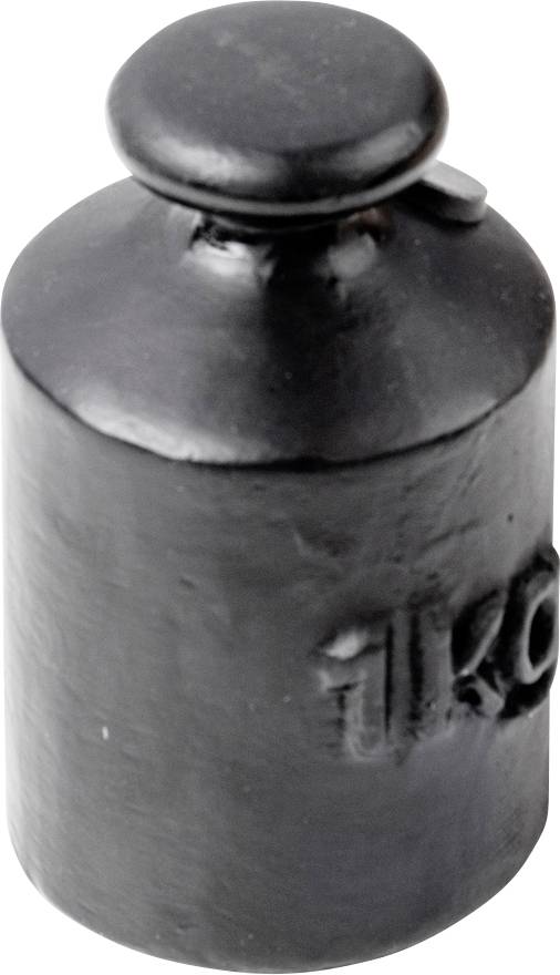 Schwarzes Gewicht mit der Aufschrift '1 kg', das für genaue Gewichtsmessungen in Laboren oder Haushalten verwendet wird.