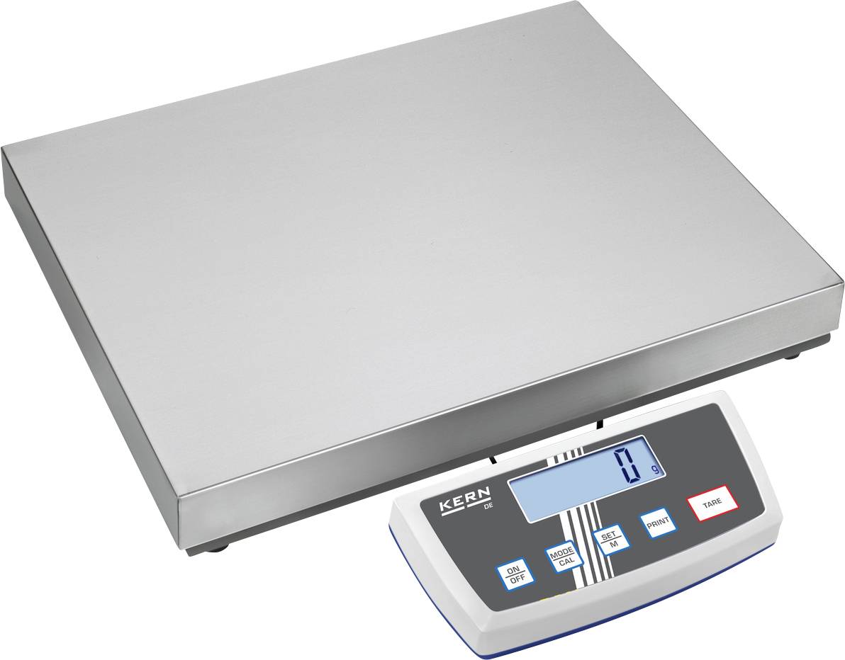 Elektronische Waage mit digitalem Display, zeigt Gewicht in Kilogramm an. Geeignet für präzise Messungen in industriellen Umgebungen.