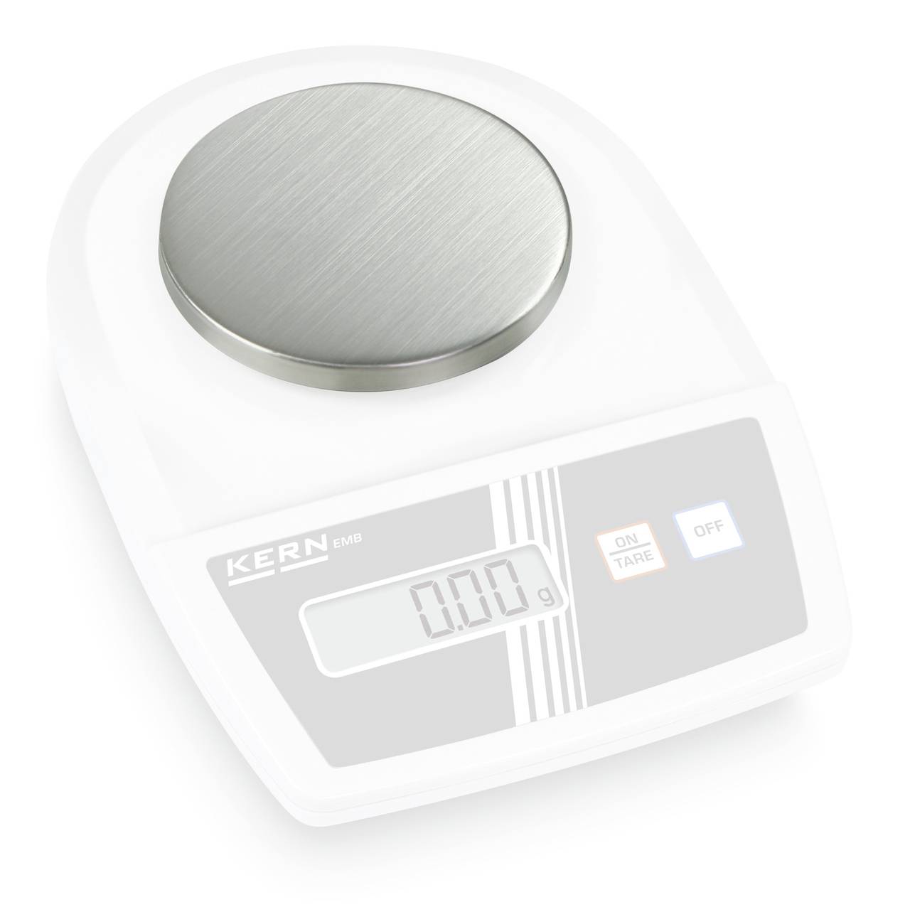 Digitale Küchenwaage mit Display, zeigt '0,00 g'. Markenlogo sichtbar.