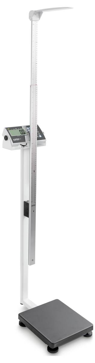 Elektronische Waage mit integriertem Stadiometer zur Messung von Körpergewicht und -größe. Geeignet für medizinische Anwendungen.