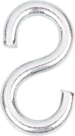 Eine silberne S-Haken-Metallverbindung, verwendet zum Aufhängen oder Verbinden von Gegenständen.