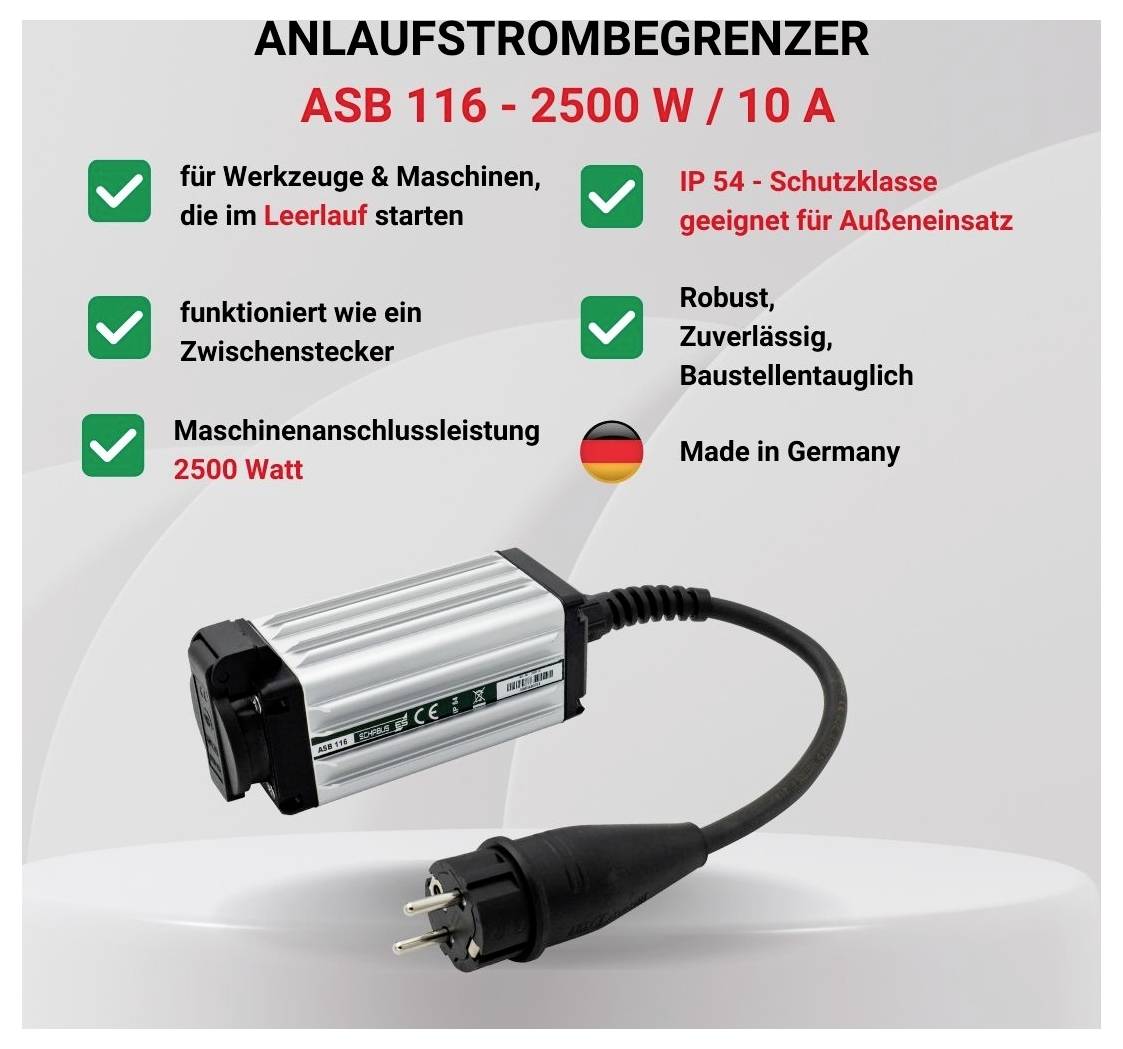 Schabus 300116 Anlaufstrombegrenzer Schwarz, Aluminium IP54