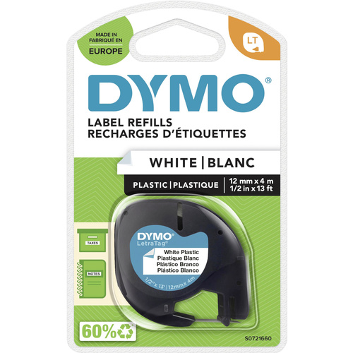 DYMO 91221 Schriftband Bandfarbe: Perlweiß Schriftfarbe: Schwarz 12mm 4m S0721660