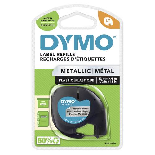 DYMO LT Bandfarbe: Silber (metallic) Schriftfarbe: Schwarz 12 mm 4 m S0721730