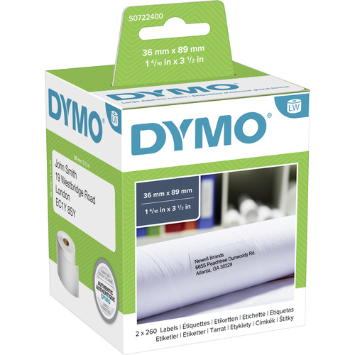 DYMO Etiketten Rolle 99012 S0722400 89 x 36mm Papier Weiß 520 St. Permanent Versand-Etiketten