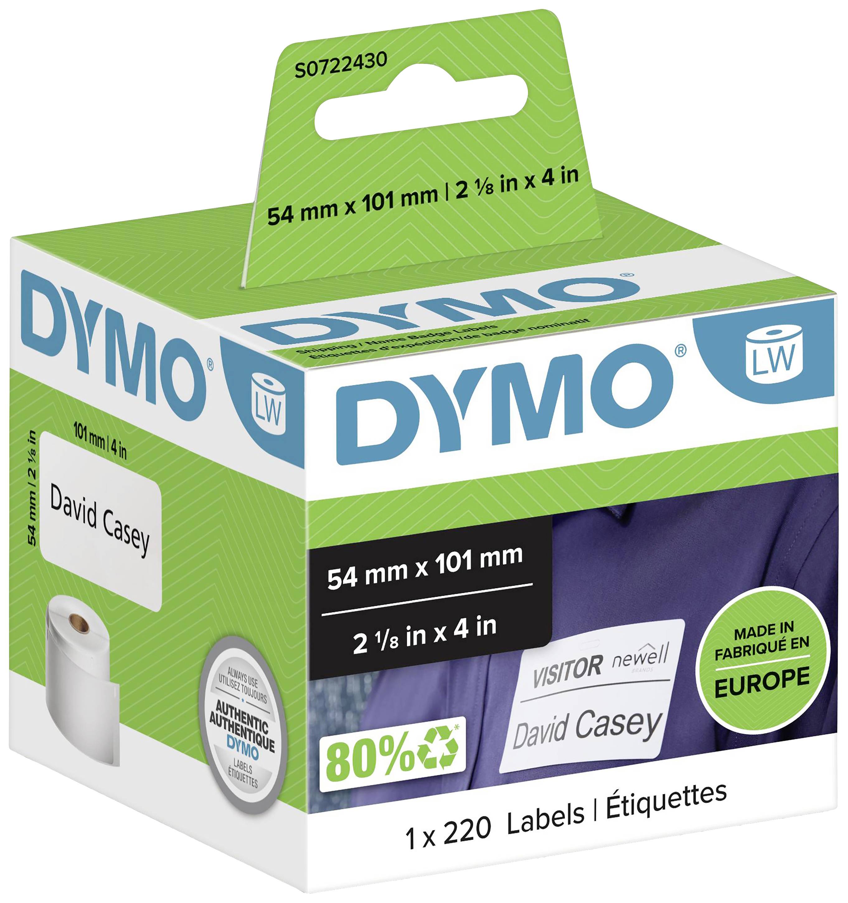 DYMO Etiketten Rolle 99014 S0722430 101 x 54mm Papier Weiß 220 St. Permanent haftend Versand-Etiketten