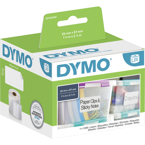 DYMO Etiketten Rolle 11354 S0722540 57 x 32mm Papier Weiß 1000 St. Permanent Universal-Etiketten