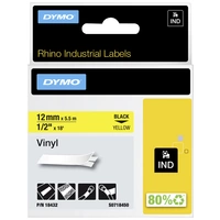 DYMO Schriftband IND RHINO 18432 Vinyl Bandfarbe: Gelb Schriftfarbe:Schwarz 12mm 5.5m DYMO Schriftband IND RHINO 18432 Vinyl Bandfarbe: Gelb Schriftfarbe:Schwarz 12mm 5.5m