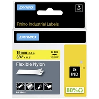 DYMO Schriftband IND RHINO 18491 Bandfarbe: Gelb Schriftfarbe:Schwarz 19mm 3.5m DYMO Schriftband IND RHINO 18491 Bandfarbe: Gelb Schriftfarbe:Schwarz 19mm 3.5m