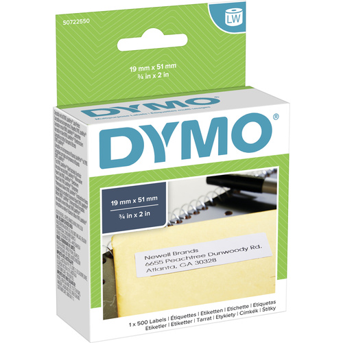 DYMO Etiketten Rolle 11355 S0722550 19 x 51mm Papier Weiß 500 St. Permanent Universal-Etiketten
