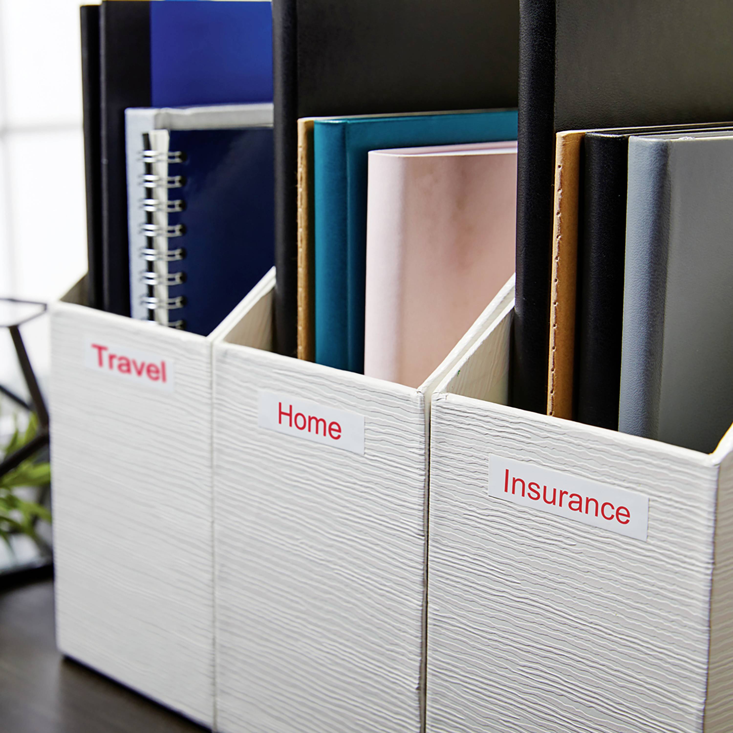 DYMO Schriftband D1 45015 Bandfarbe: Weiß Schriftfarbe:Rot 12mm 7m