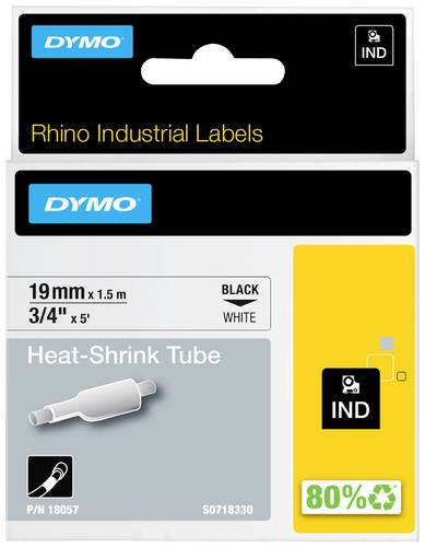DYMO IND RHINO 18057 Polyolefin Bandfarbe: Weiß Schriftfarbe:Schwarz 19 mm 1.5 m