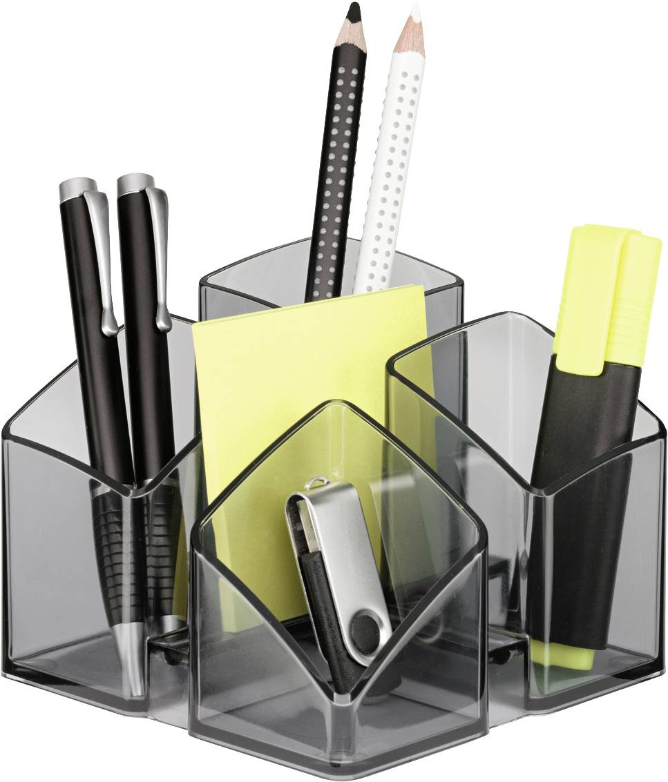 HAN SCALA 17450-24 Stifteköcher Grau, Transparent Anzahl der Fächer: 4