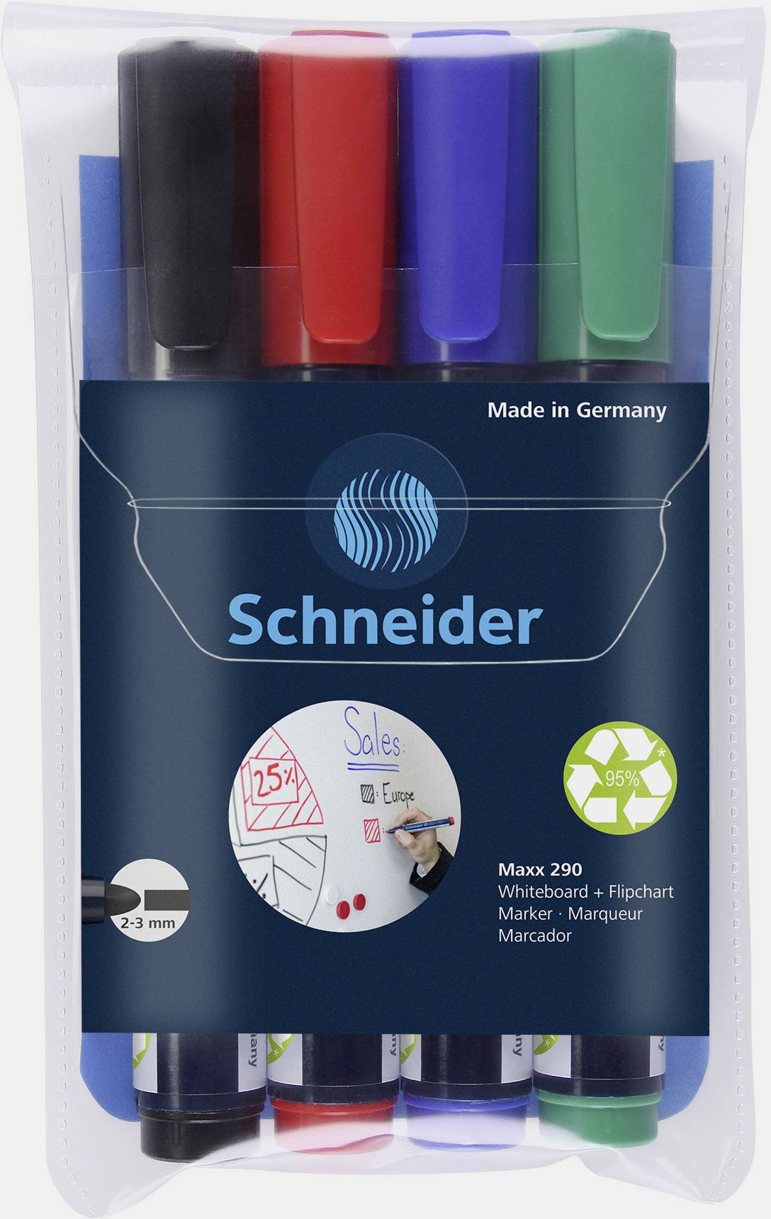 Schneider Schreibgeräte Maxx 290 129094 Whiteboardmarker Schwarz, Rot, Blau, Grün 4St.