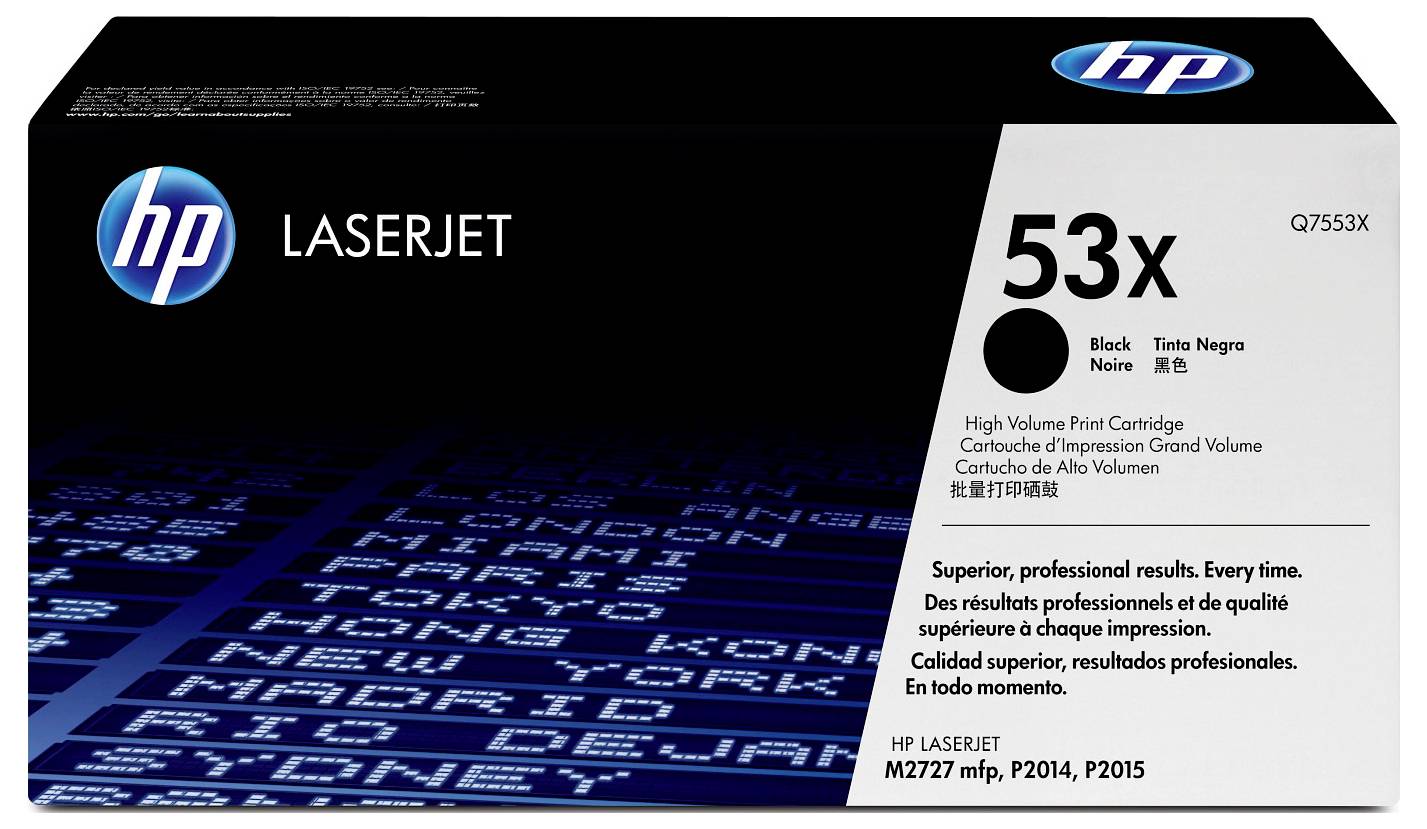 HP LaserJet 53X schwarze Tonerkartusche, Modell Q7553X, für HP LaserJet M2727 MFP und P2014/P2015 Drucker.