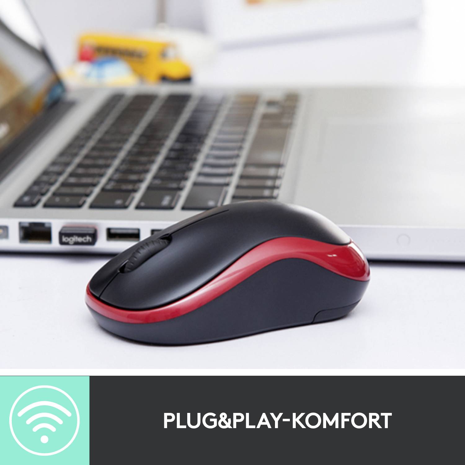 Logitech Wireless Maus M185, USB, rot