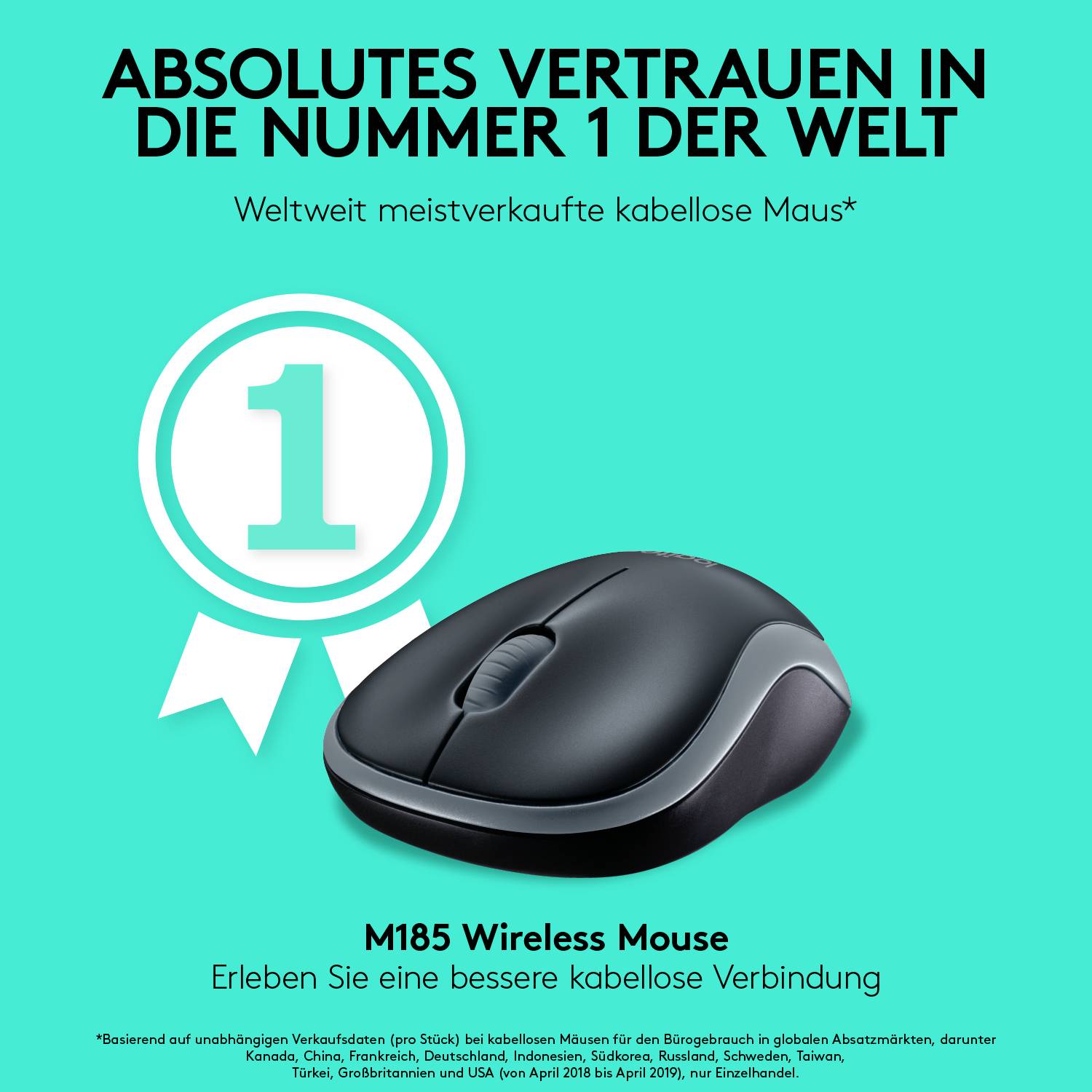 Logitech M185 Maus Funk Optisch Blau 3 Tasten 1000 dpi