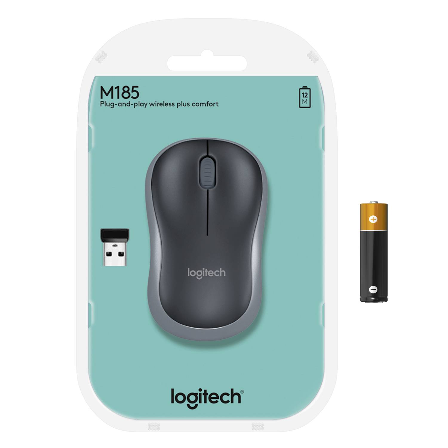 Logitech M185 - Maus - optisch - kabellos - 2.4 GHz - kabelloser Empfänger (USB)