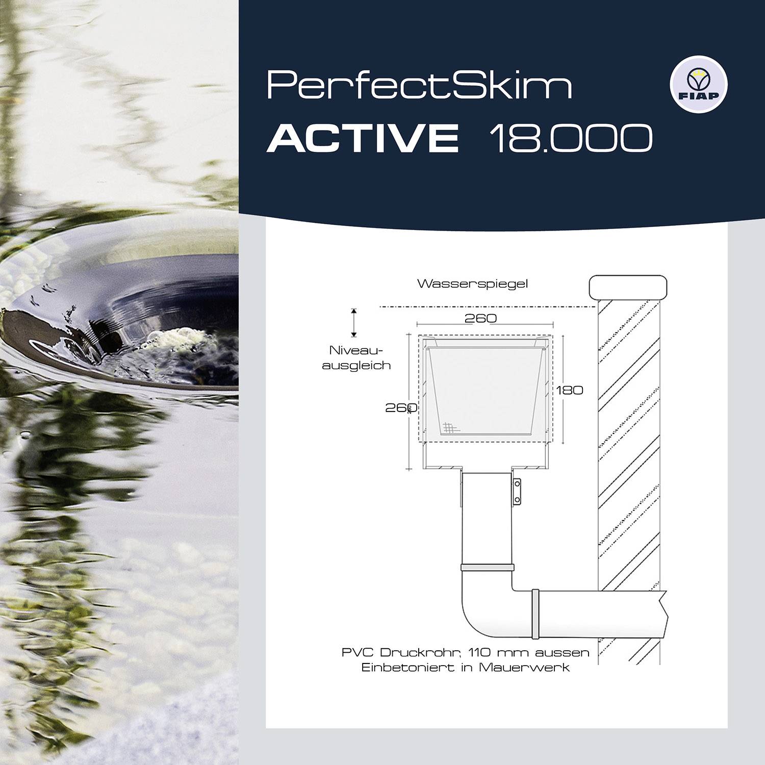 FIAP 2396 Skim Active 18.000 Teichskimmer (Ø x L) 300mm x 280mm 1St.