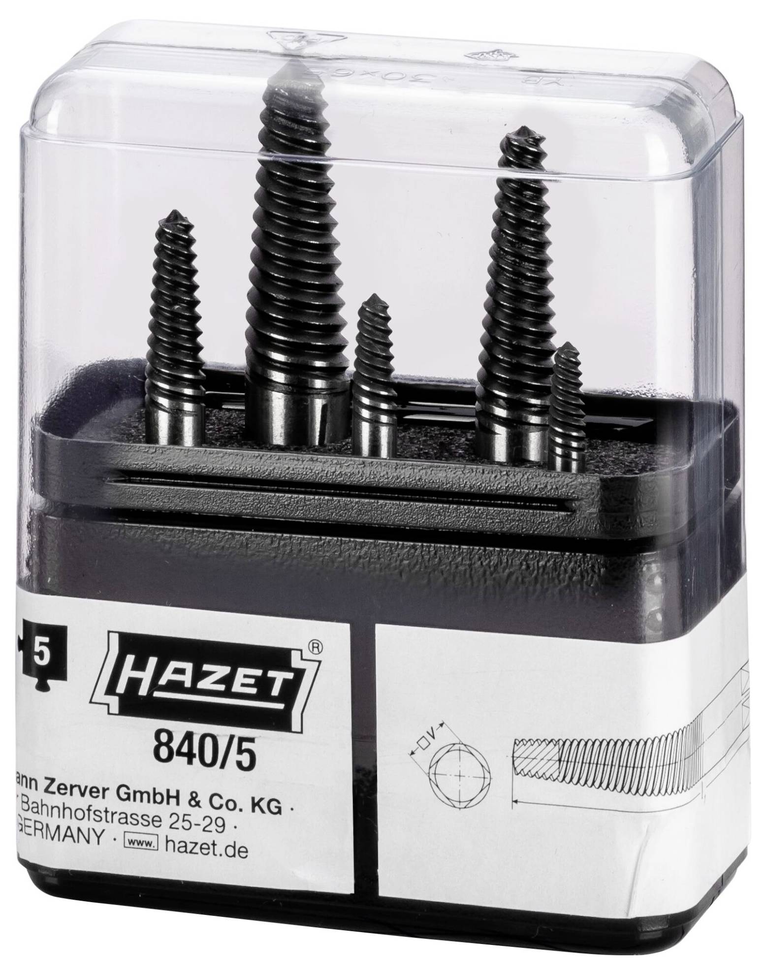 Hazet 840/5 Schraubenausdreher-Set M4 - M18