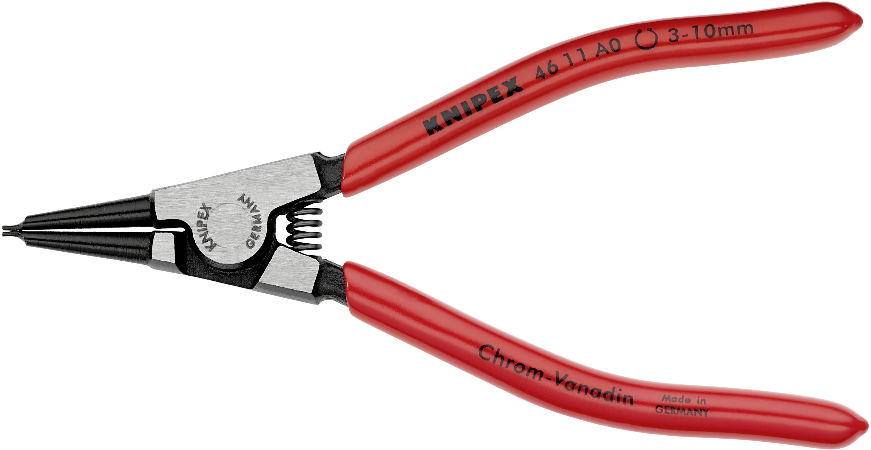 Knipex 46 11 A0 Seegeringzange Passend für (Seegeringzangen) Außenringe 3-10 mm Spitzenform (Details) gerade