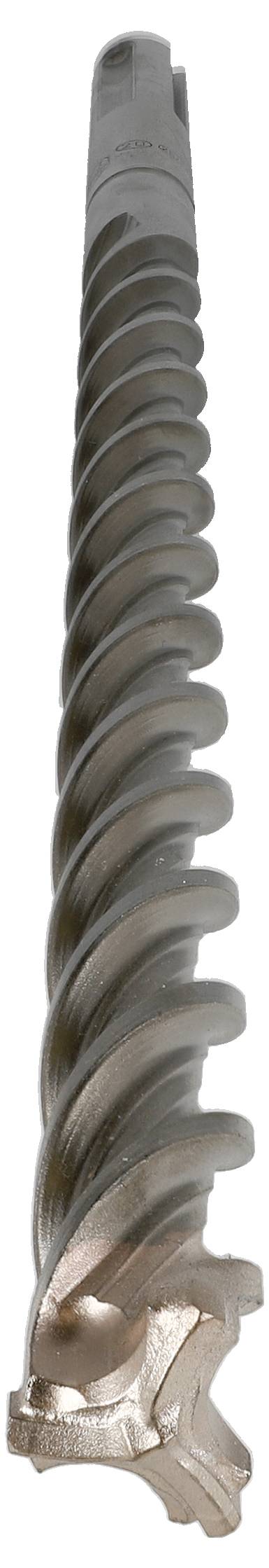 Metallisches Spiralbohrer-Querschnitt mit spitzer Spitze und nuten Kanälen zum Schneiden und Entfernen von Material