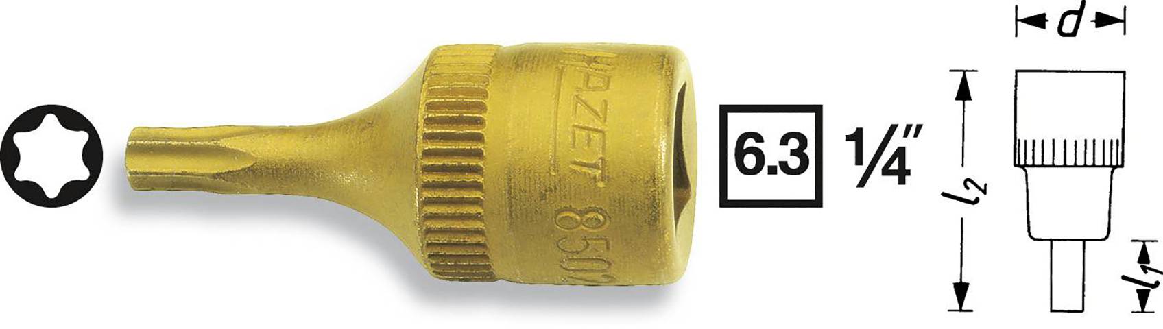 'Goldfarbene Schraubkappe, Sechskant, 6,3 mm (1/4
