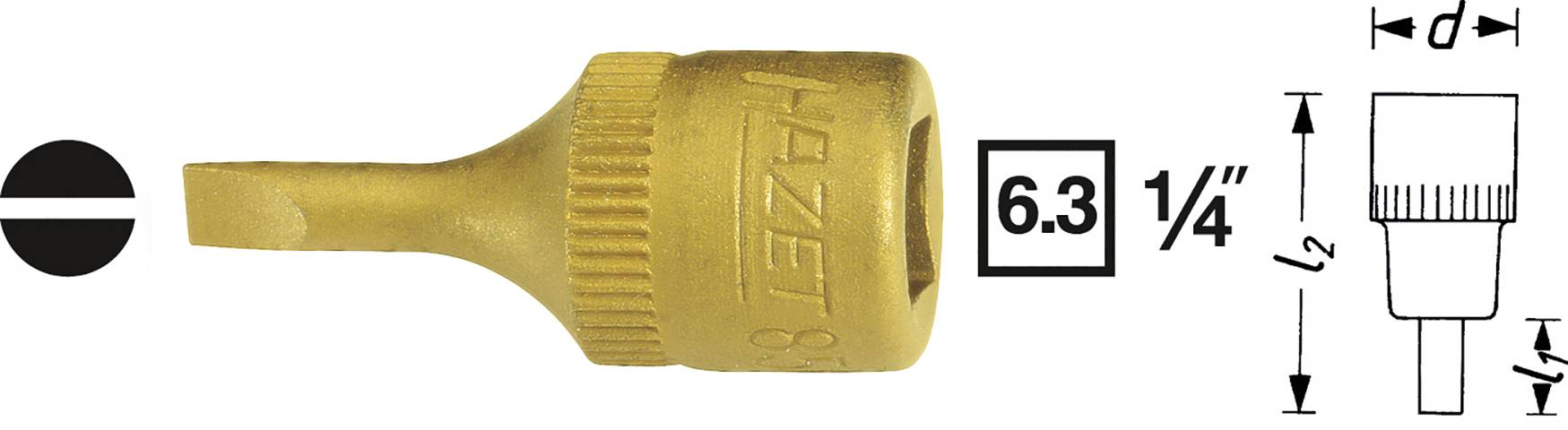 Hazet 8503-0.6X3.5 Schlitz Steckschlüssel-Bit-Einsatz 3.5mm 1/4" (6.3 mm)