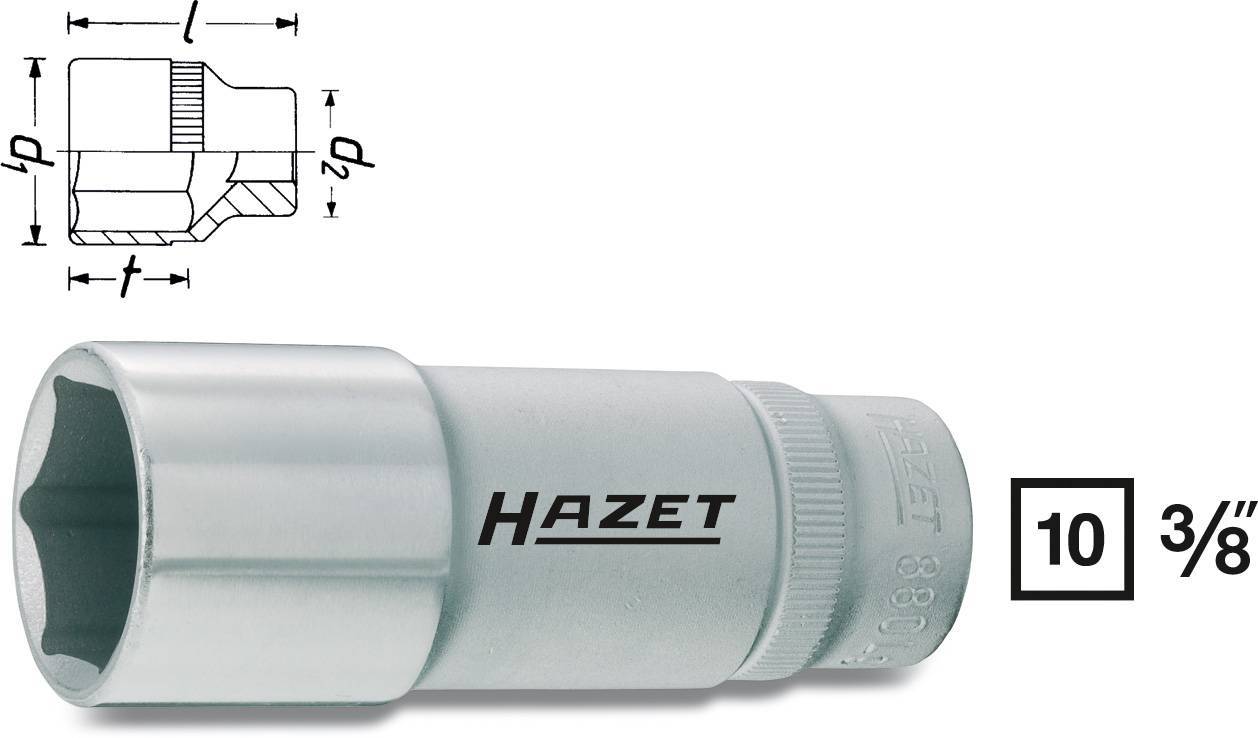 Hazet 880LG-10 Außen-Sechskant Steckschlüsseleinsatz 10 mm 3/8" (10 mm)