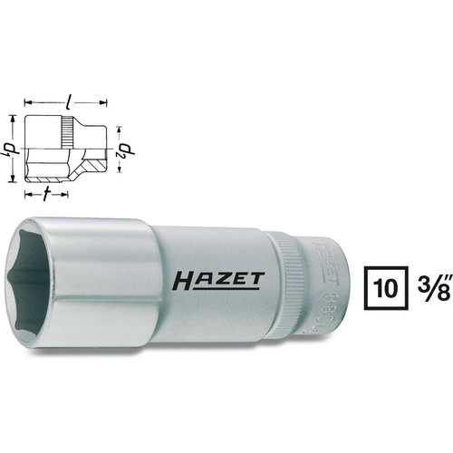 Hazet 880LG-10 Außen-Sechskant Steckschlüsseleinsatz 10mm 3/8" (10 mm)