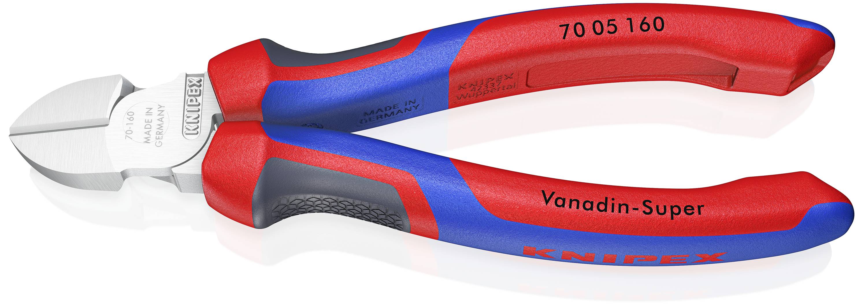 'Rote und blaue KNIPEX-Seitenschneiderzange mit der Aufschrift 