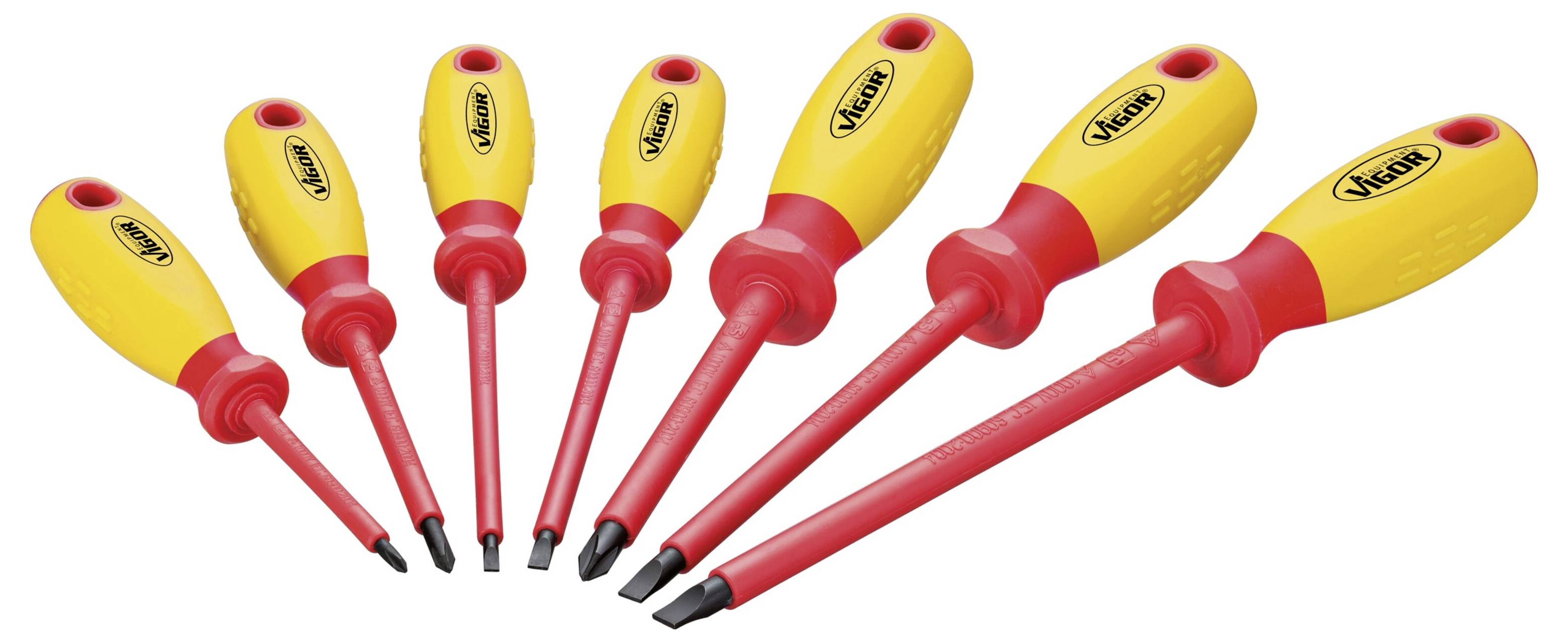 Vigor VDE Schraubendreher-Set 7teilig Schlitz, Kreuzschlitz Phillips