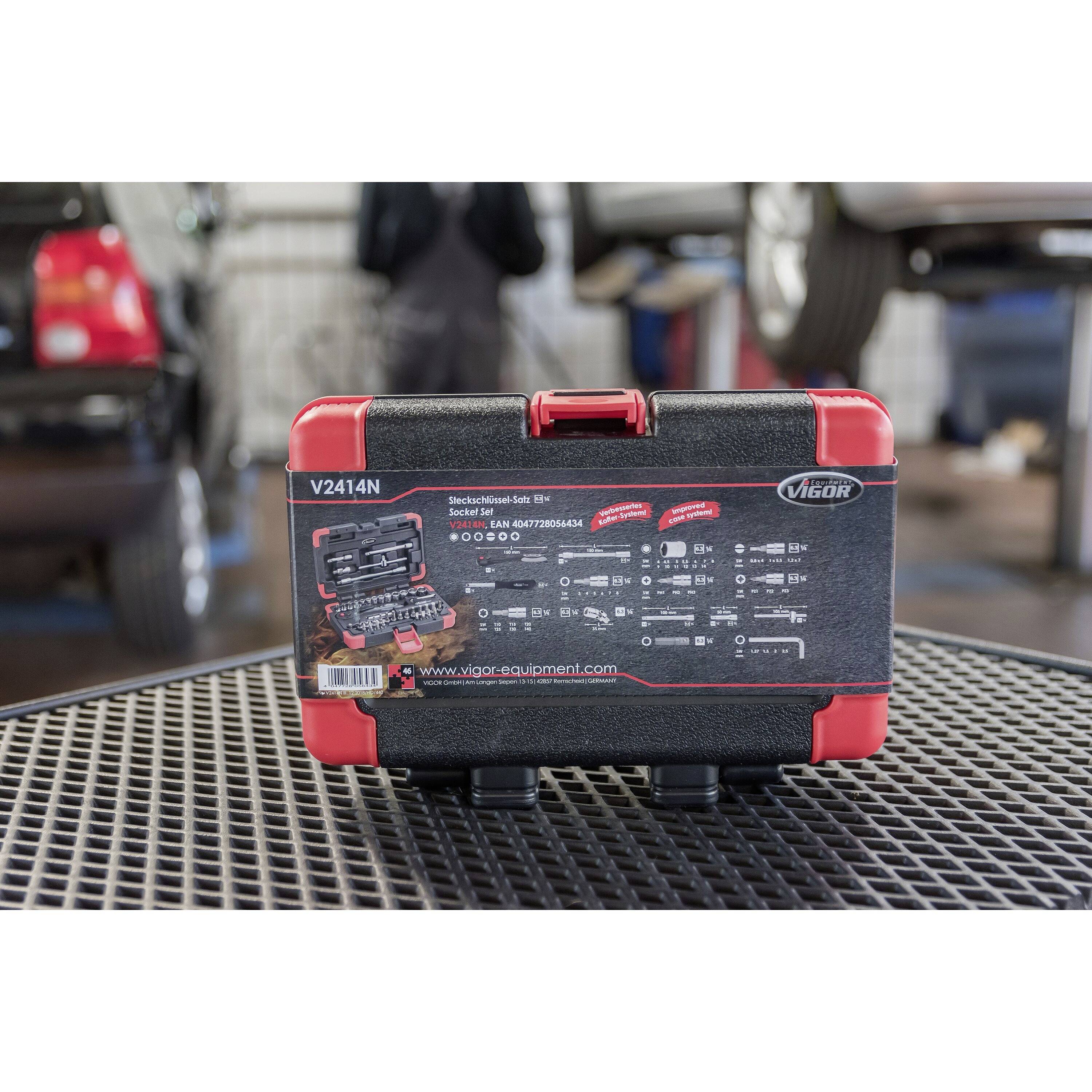 Vigor Steckschlüsselsatz metrisch 1/4" (6.3 mm) 46teilig V2414