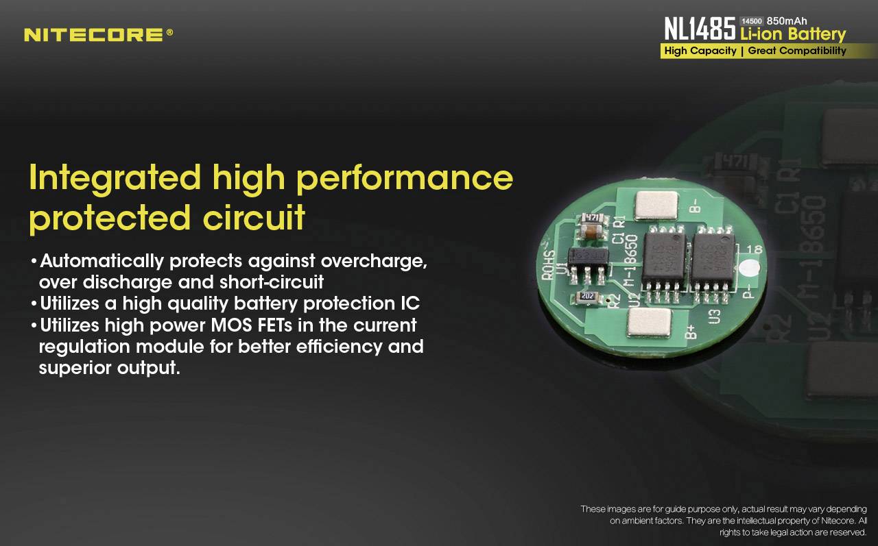 NiteCore NL1485 Spezial-Akku 14500 Li-Ion 3.7 V 850 mAh 1 St.
