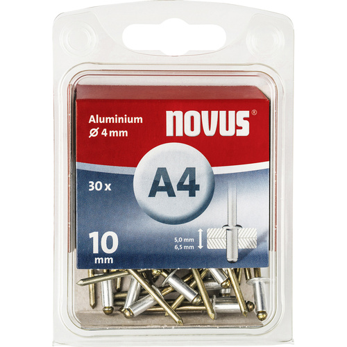 Novus 106437906 Blindniete (Ø x L) 4mm x 10mm Aluminium Aluminium 30St.