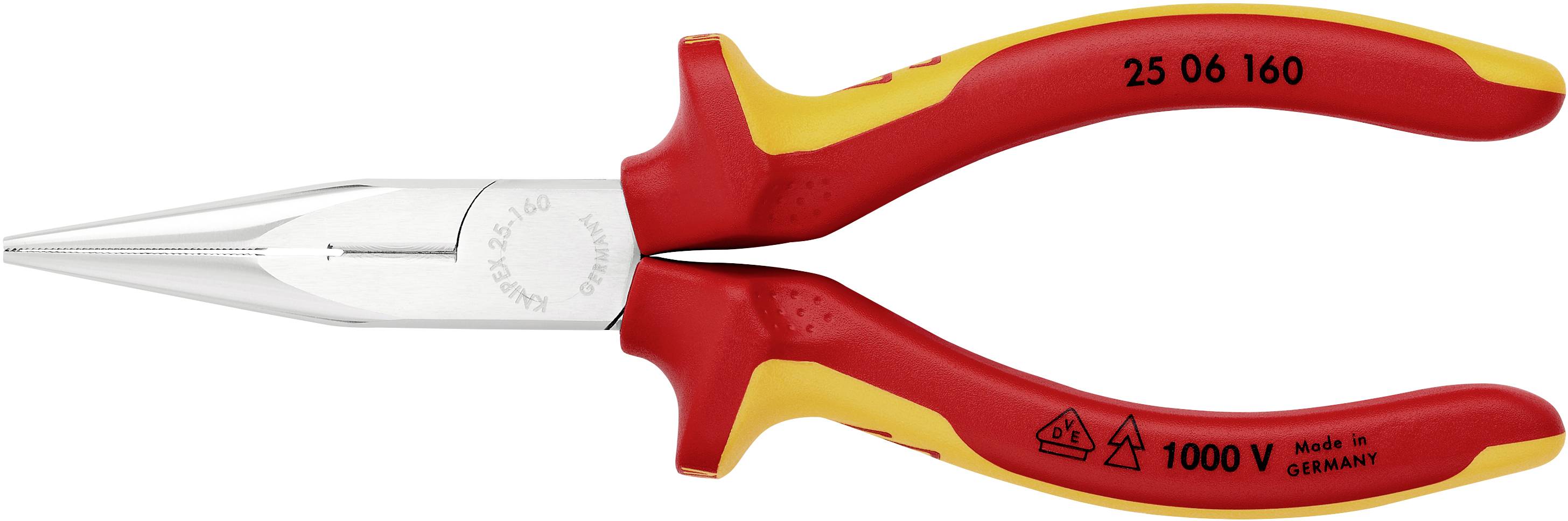 Knipex 25 06 160 VDE Flachrundzange Gerade Chrom-Vanadium Elektrostahl 160mm