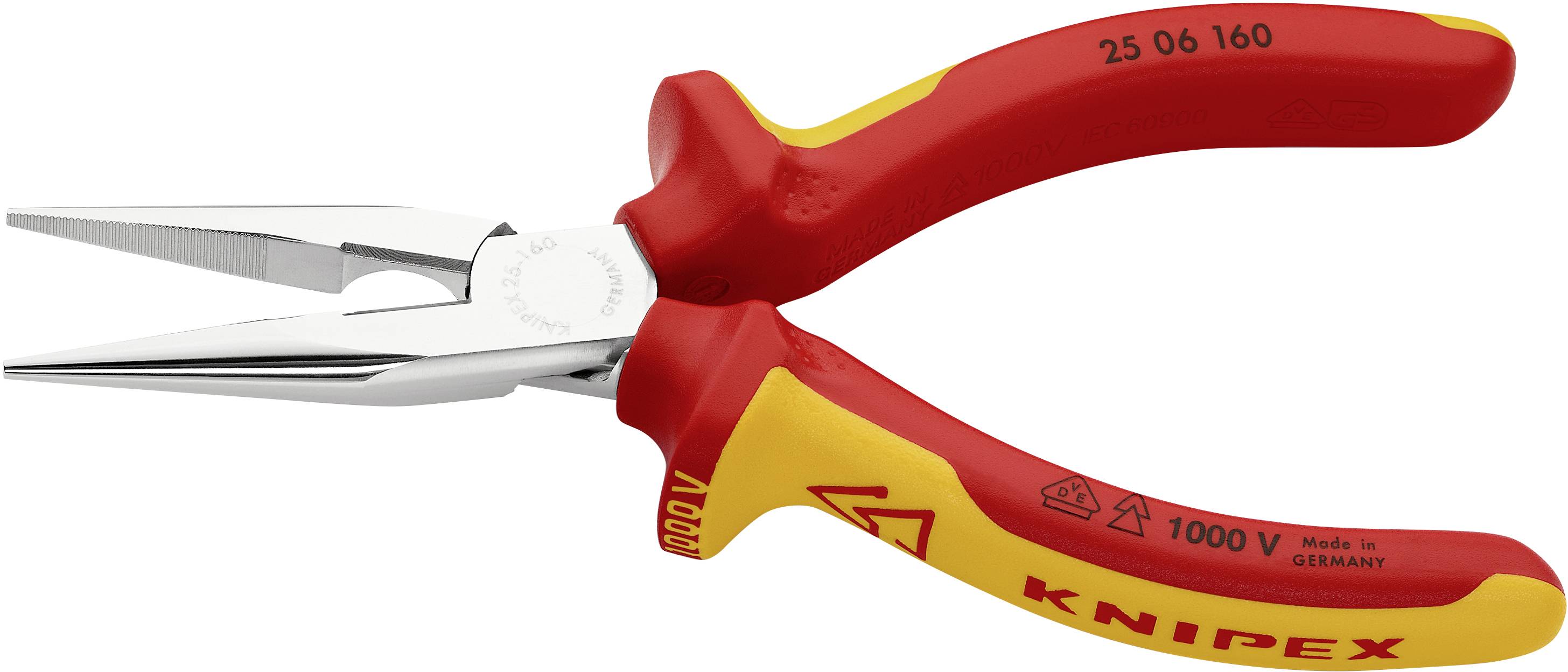 Knipex 25 06 160 VDE Flachrundzange Gerade Chrom-Vanadium Elektrostahl 160 mm