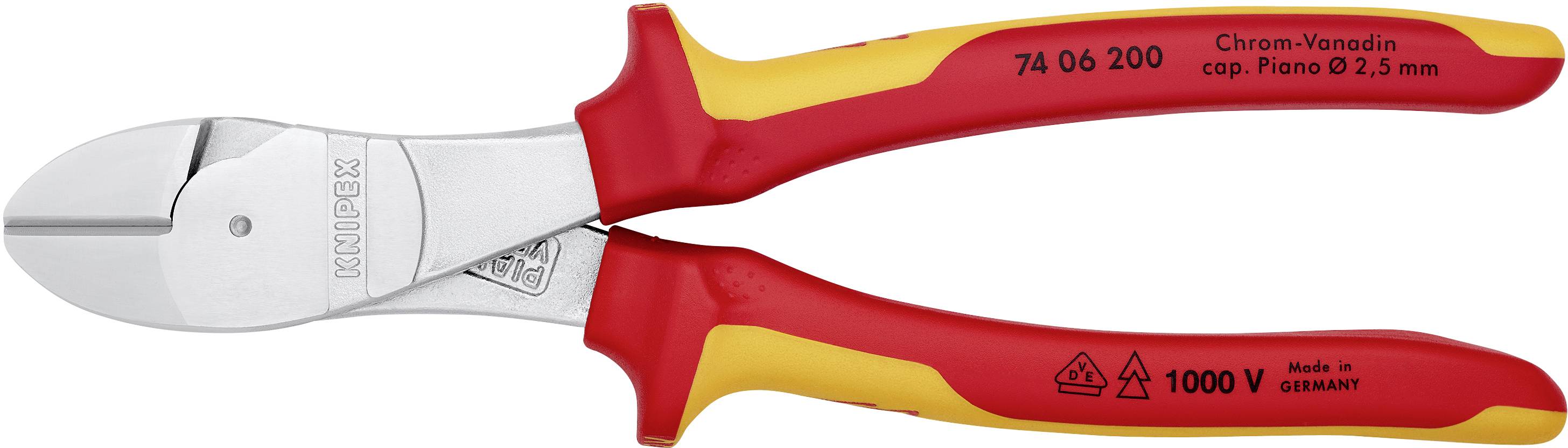 Knipex 74 06 200 VDE Seitenschneider mit Facette 200mm