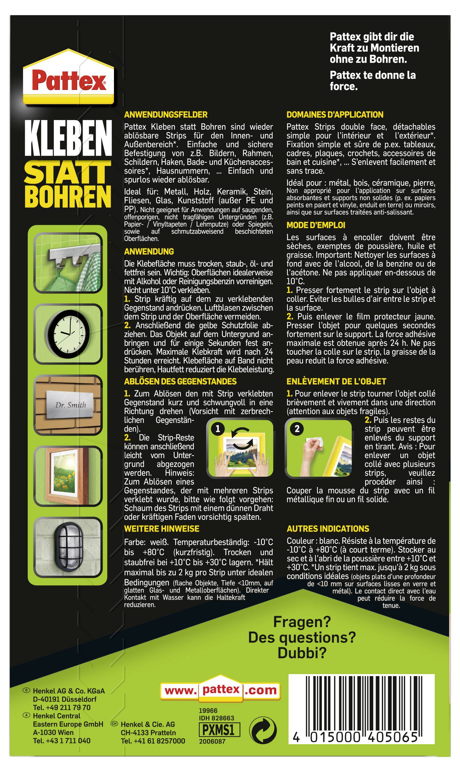 Pattex PXMS1 PXMS1 Doppelseitige Klebestrips (L x B) 40mm x 20mm 10St.