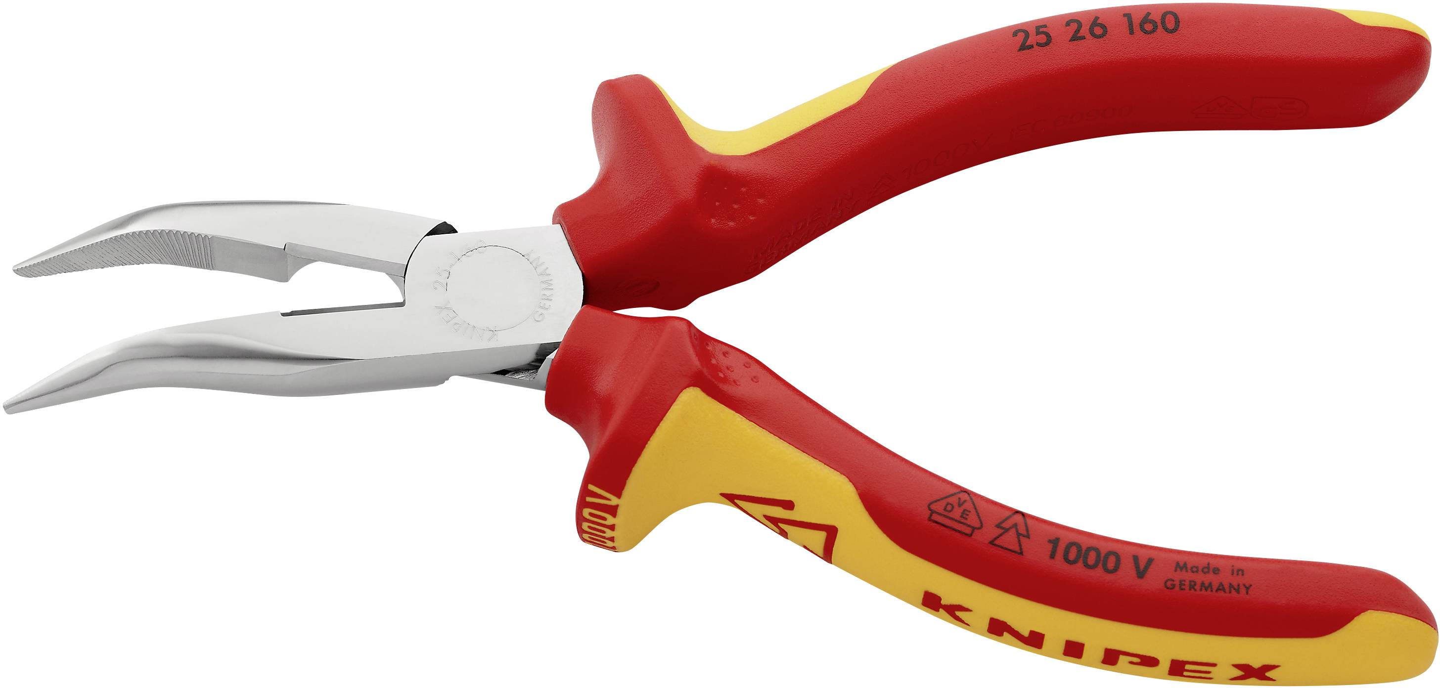 Knipex 25 26 160 VDE Flachrundzange 40° gebogen Chrom-Vanadium Elektrostahl 160mm