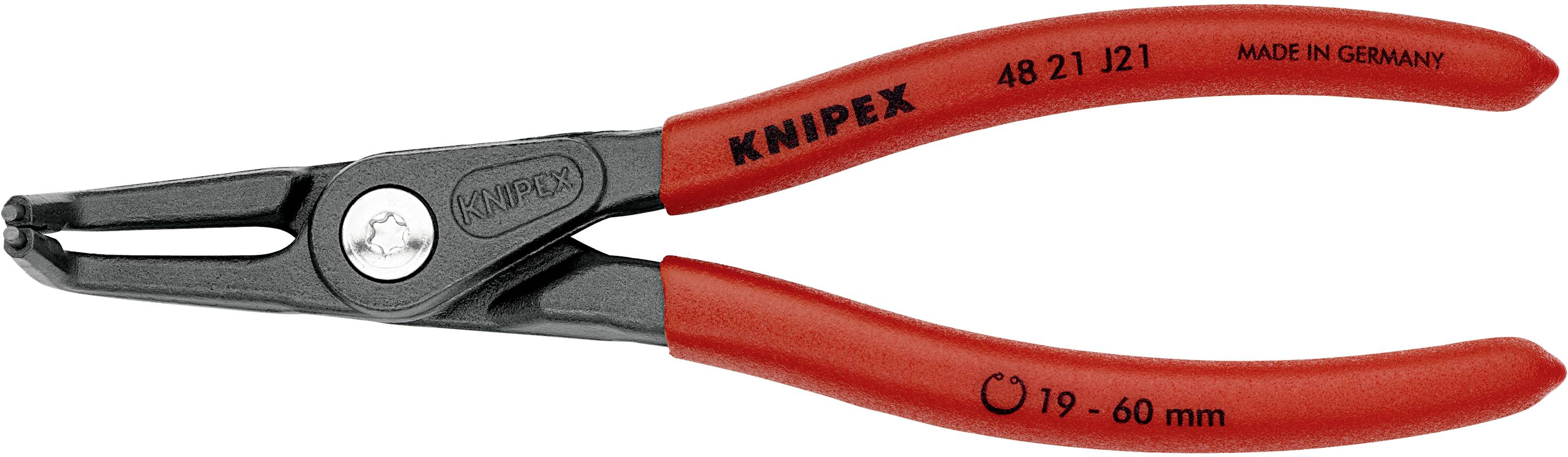 Rote Knipex Zange Modell 48 21 J21, hergestellt in Deutschland, für 19-60 mm Sicherungsringe.