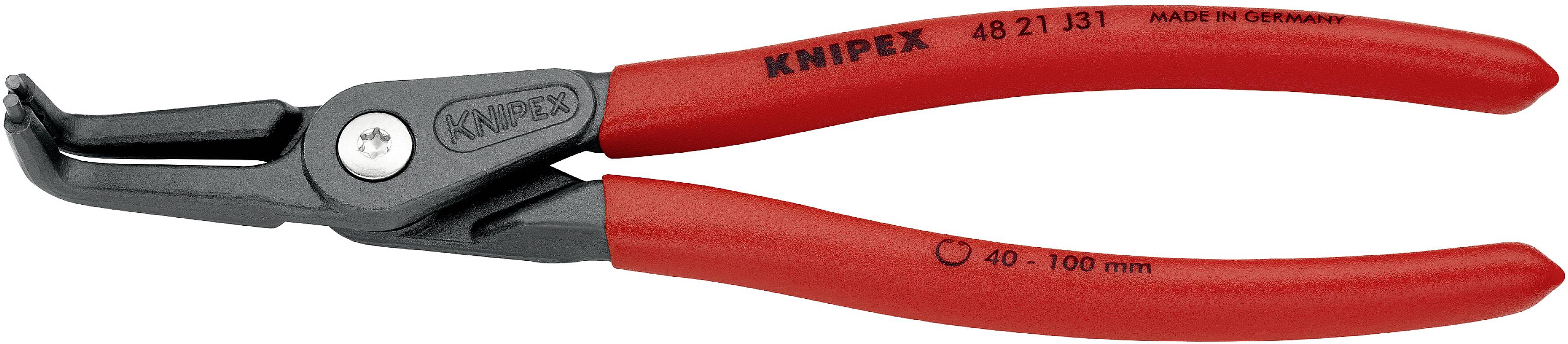 Knipex 48 21 J31 Seegeringzange Passend für (Seegeringzangen) Innenringe 40-100mm Spitzenform (Details) abgewinkelt 90°