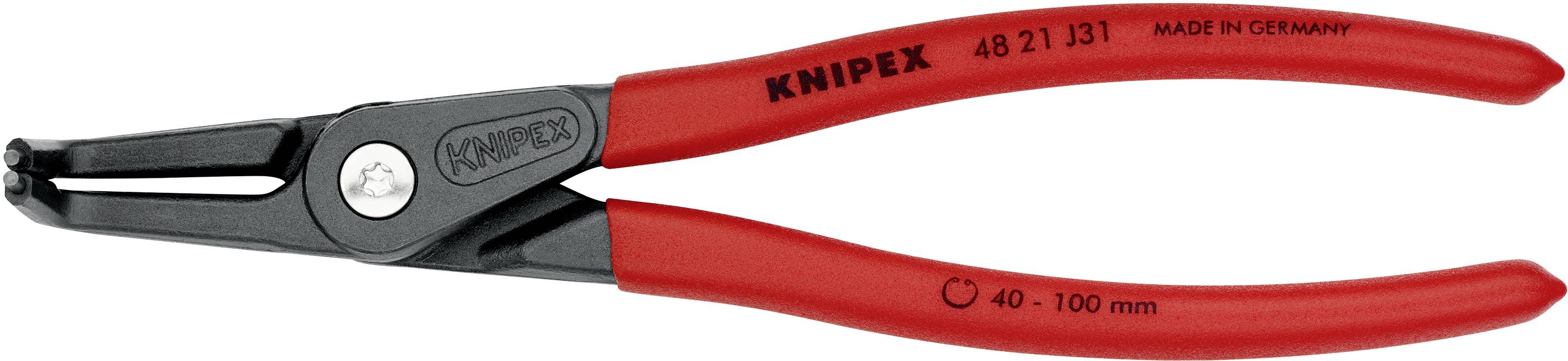 Knipex 48 21 J31 Seegeringzange Passend für (Seegeringzangen) Innenringe 40-100mm Spitzenform (Details) abgewinkelt 90°