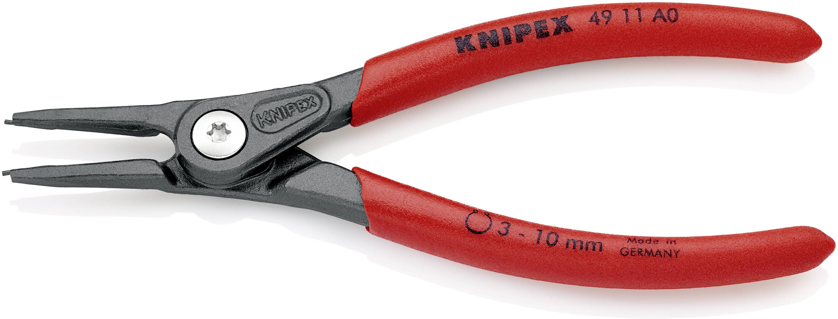 Knipex 49 11 A0 Seegeringzange Passend für (Seegeringzangen) Außenringe 3-10 mm Spitzenform (Details) gerade