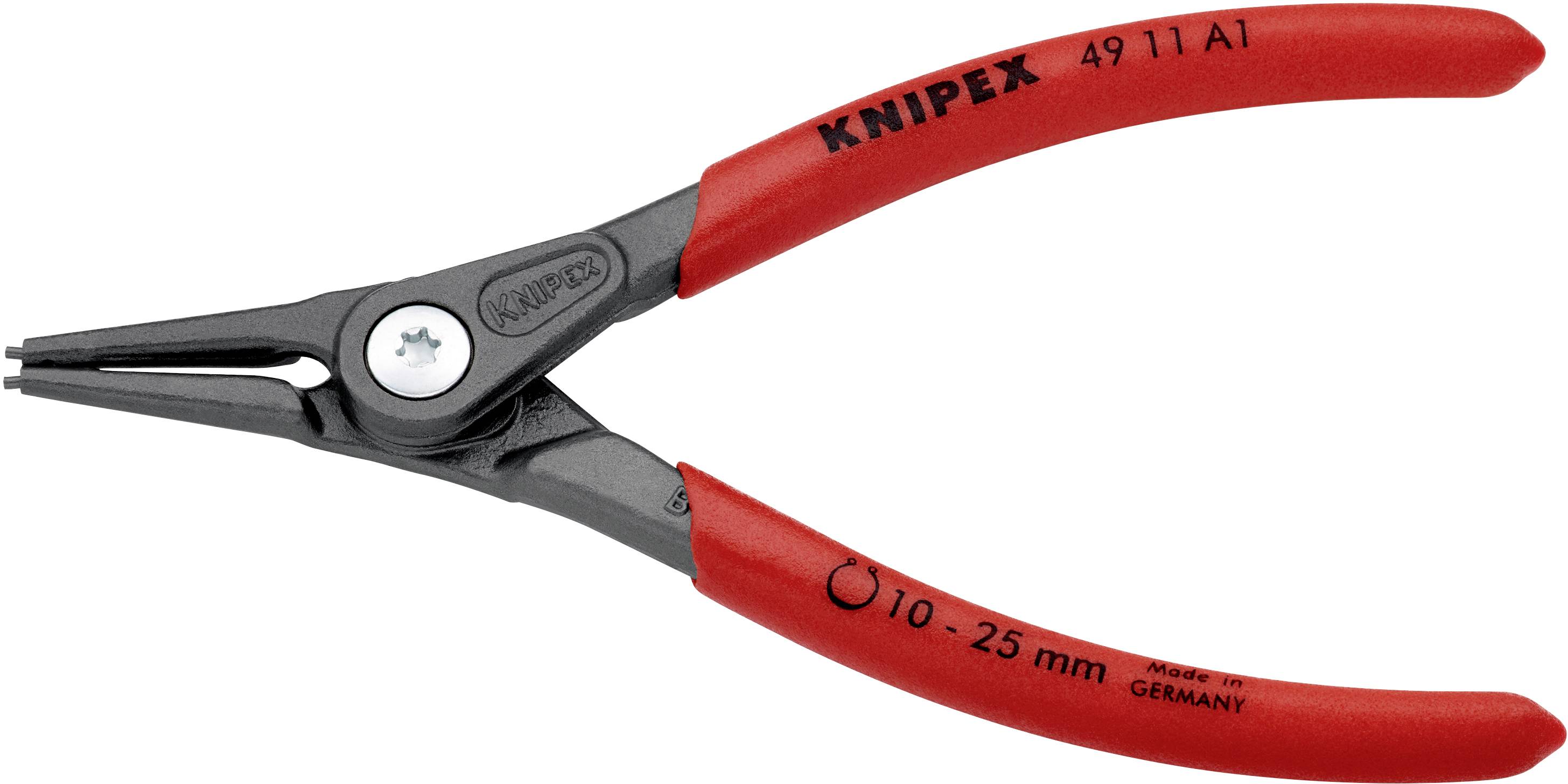 Knipex 49 11 A1 Seegeringzange Passend für (Seegeringzangen) Außenringe 10-25mm Spitzenform (Details) gerade
